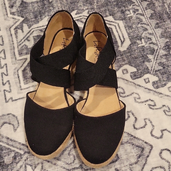 Black Espadrille Wedges - Picture 5 of 8